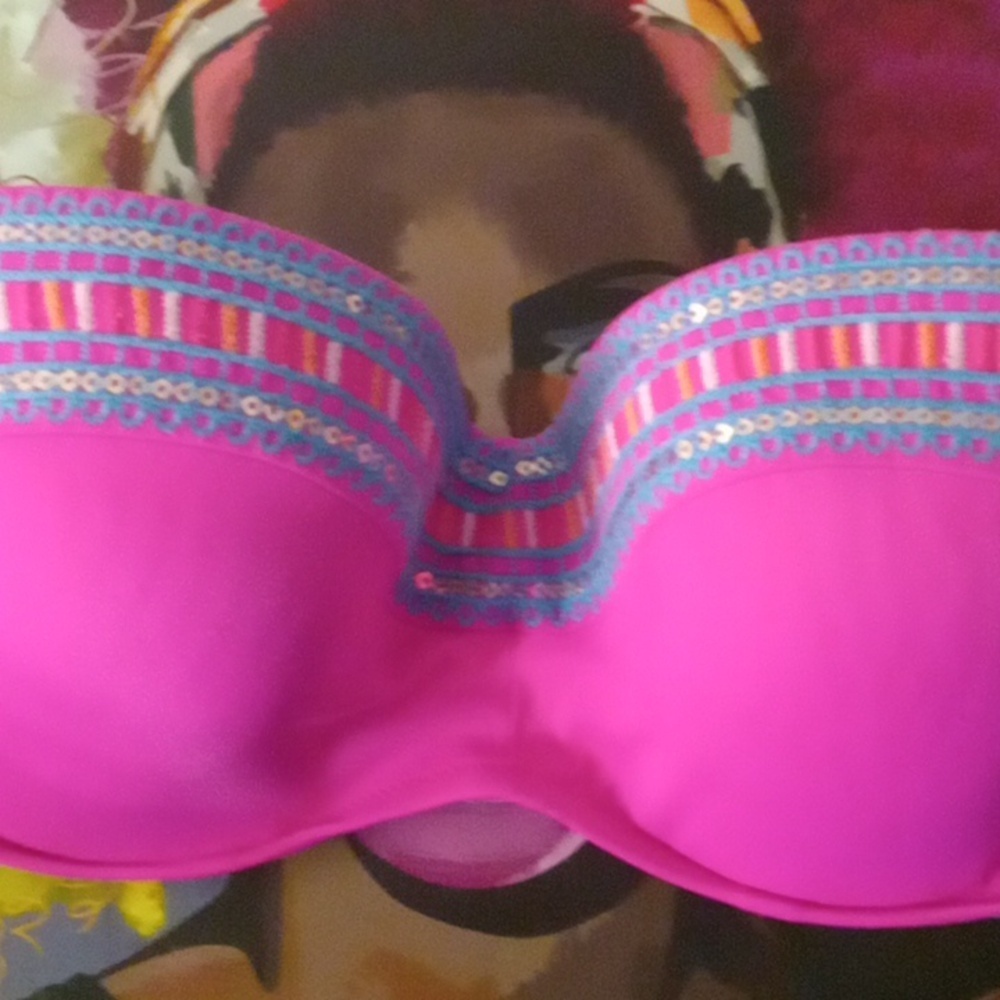 Shade & Shore Pink and Blue One Piece Swimsuit with Decorative Trim - Picture 2 of 5